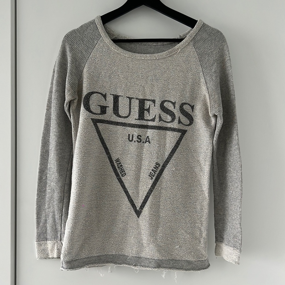 Guess Distressed Crew Neck Sweatshirt - size medium
